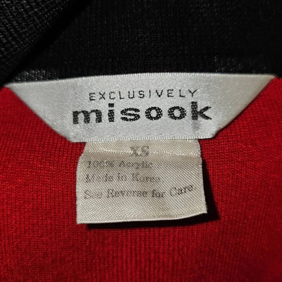 Exclusively Misook Womens Red‎ Black Open Front Cardigan Sweater XS - Picture 4 of 4